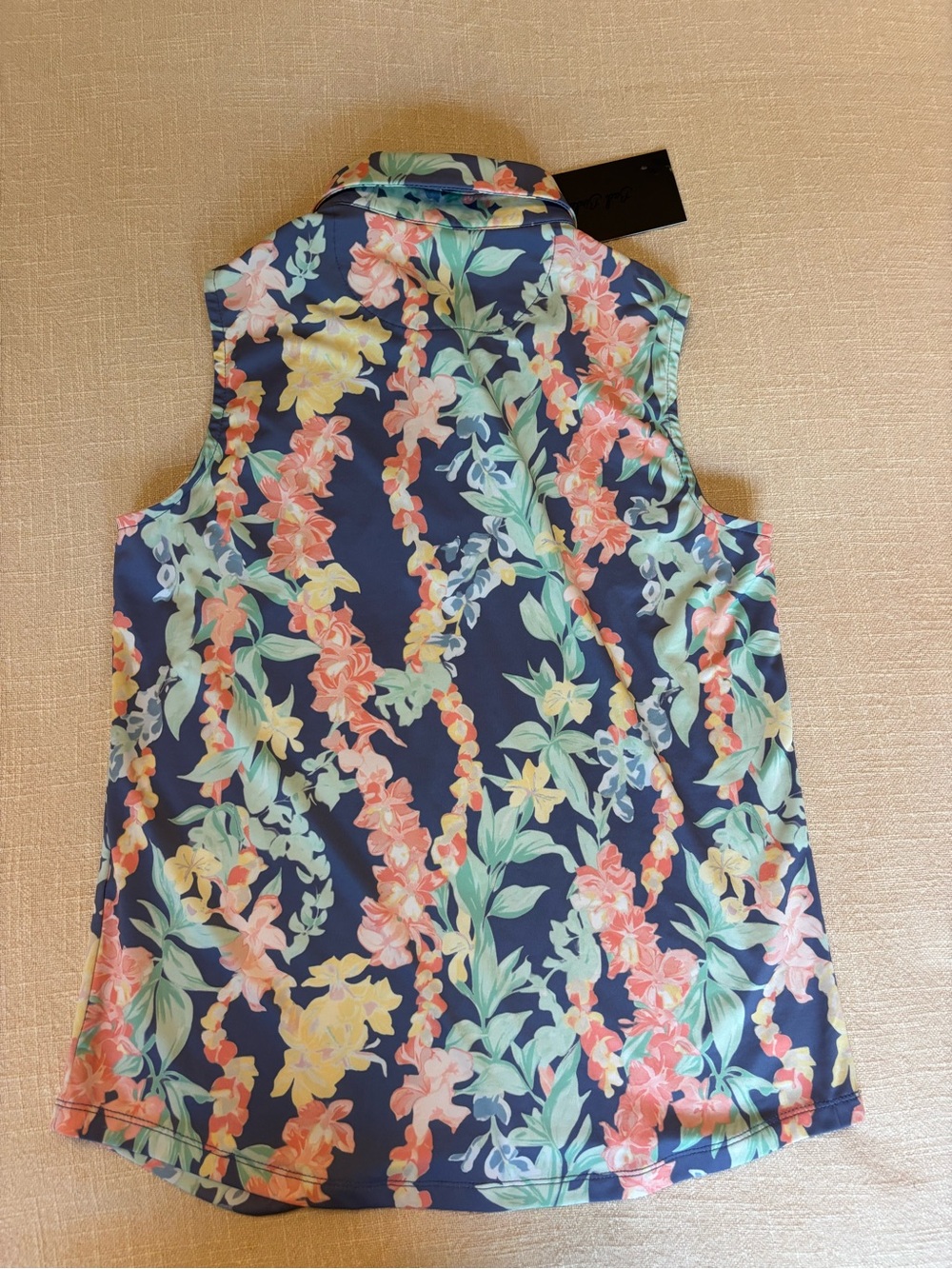 NEW Bad Birdie Womens S Lei'd Floral Sleeveless Golf Polo Tank Blue BBWP001-649 - Picture 3 of 8